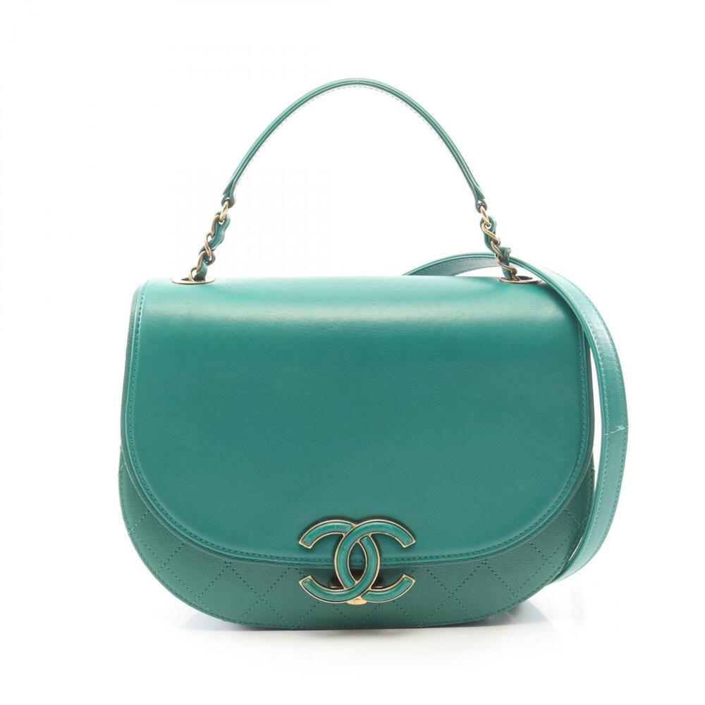 Chanel Matelassé 2-Way Shoulder Bag/Handbag, Leather, Women's, Green